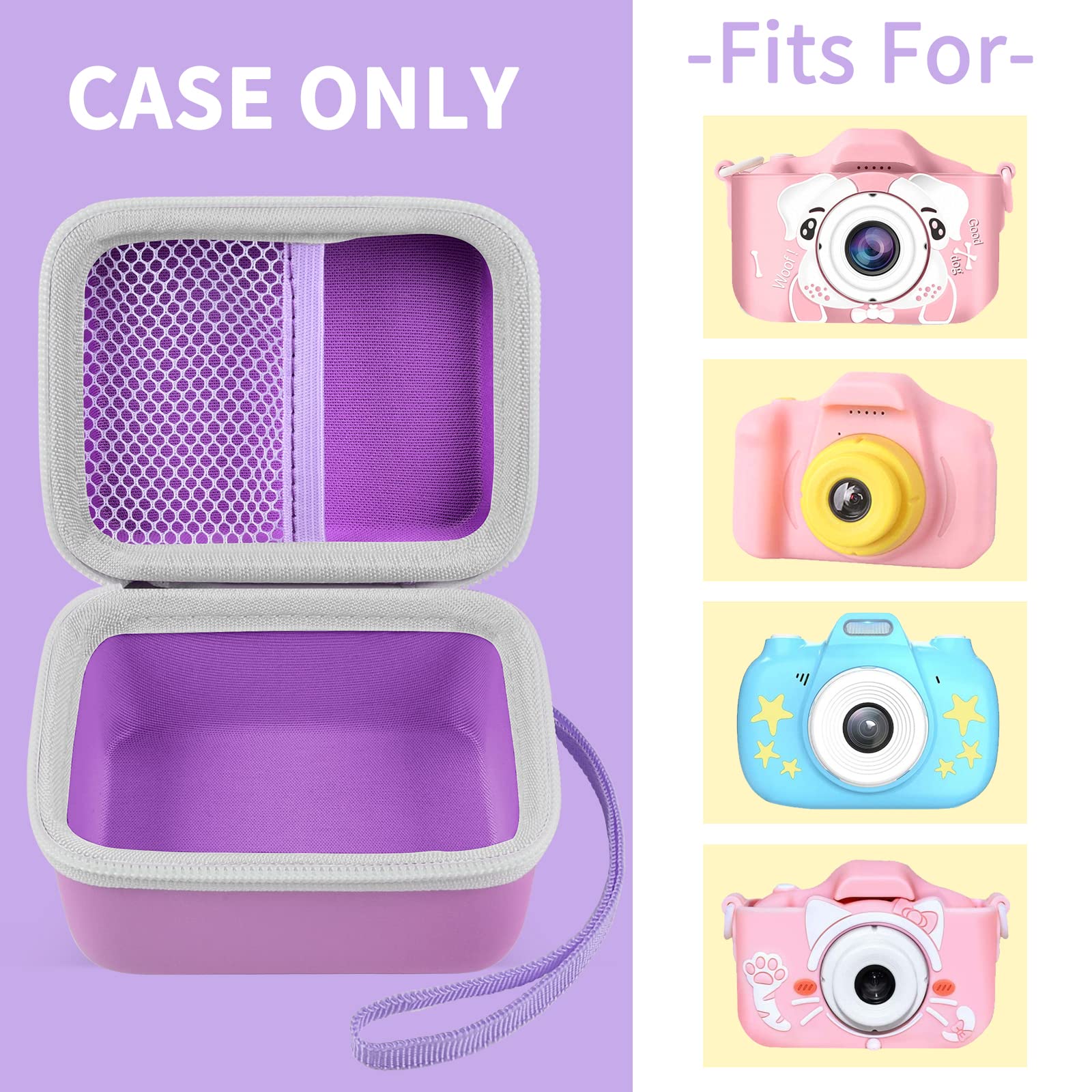 ANKHOH Camera Case for Seckton/for Desuccus/for PROGRACE/for Rindol/for GKTZ/for Dylanto/for GPOSY/for OZMI Kids Digital Camera, Kid Camcorder Storage Box Cable Accessory-Bag Only, Light Purple