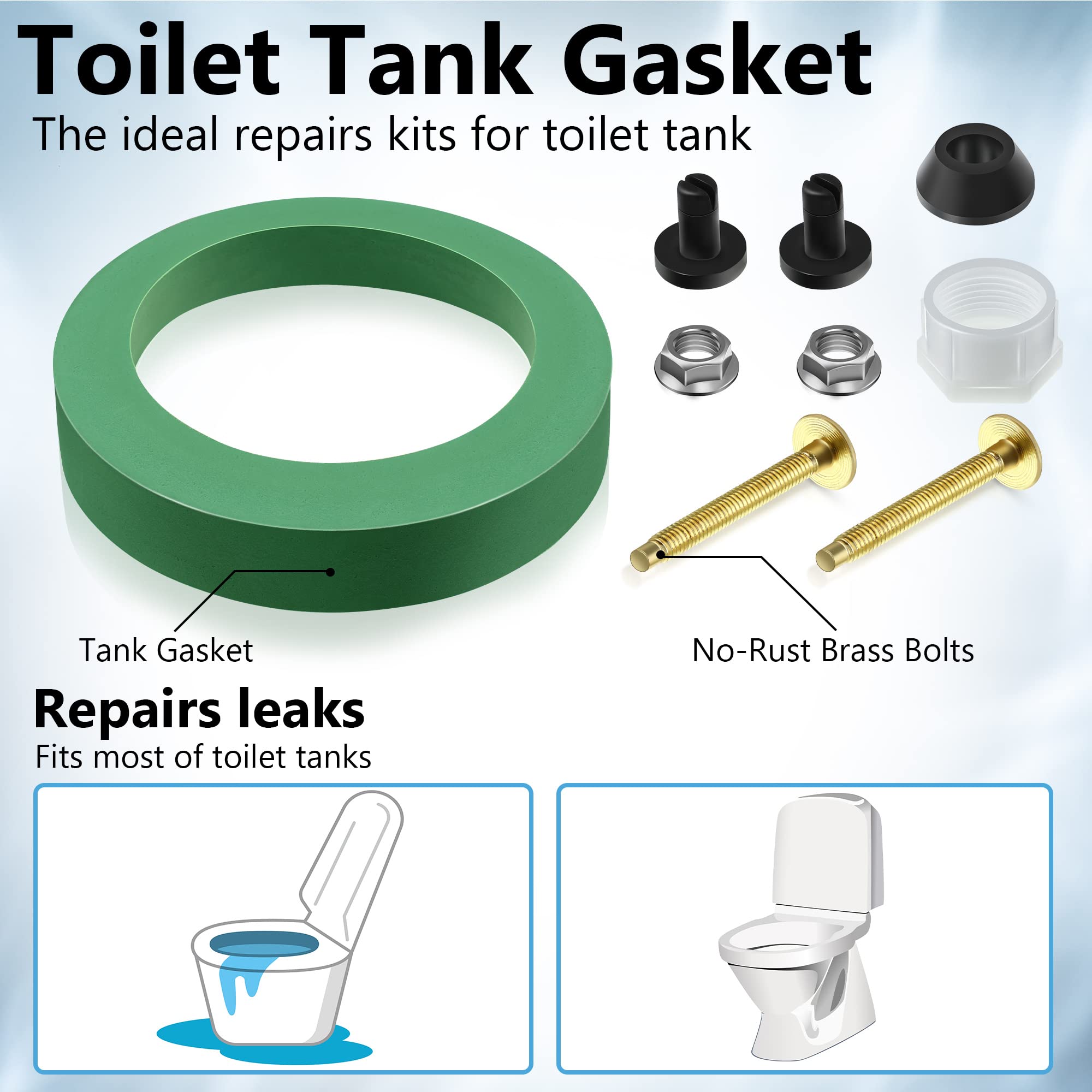 Ceoighe 3'' Toilet Tank Parts Replacement Kit, Compatible with American Standard AS738756-0070A Champion 4 Toilet Tank to Bowl Gasket, Toilet Parts Kit for Most 3inch Flush Valve Opening Tanks