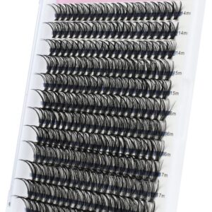 Individual Lashes 14-18mm 240pcs Cluster Lashes Natural Look Mixed Tray DIY Eyelash Extension Volume Lash Clusters Eyelashes Long Individual Lash Extensions (40D-0.07D-14-18mm)