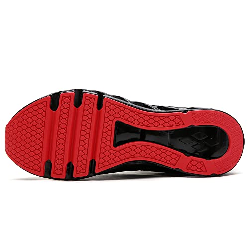 FUTAI Sneakers for Women Running Shoes Lightweight Tennis Sports Shoes Gym Jogging Slip On Walking Sneakers Black Red Size 5.5