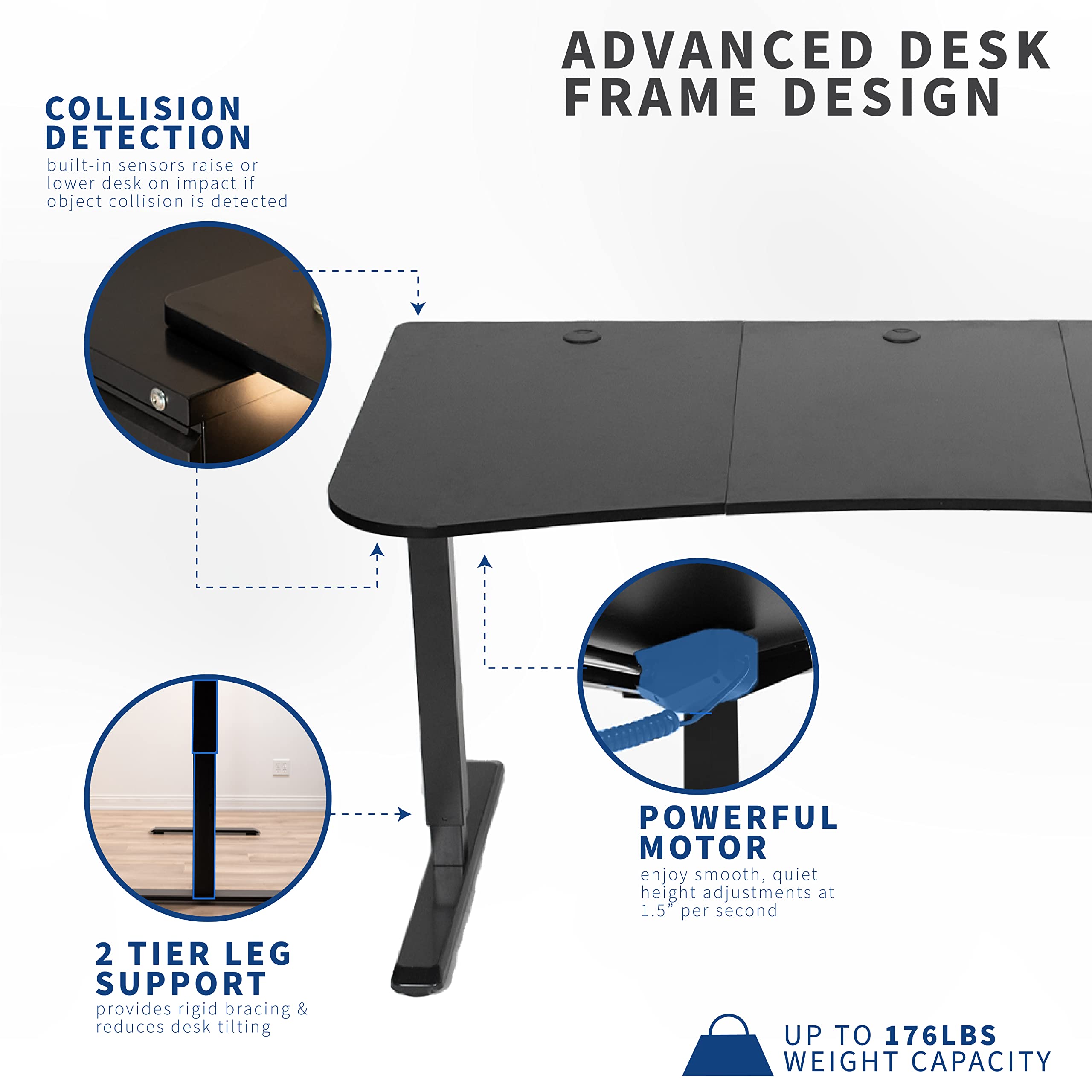 VIVO Electric Height Adjustable 63 x 32 inch Memory Stand Up Desk, Rustic Vintage Brown Table Top, Black Frame, Touch Screen Preset Controller, 2E Series, DESK-KIT-2EBN