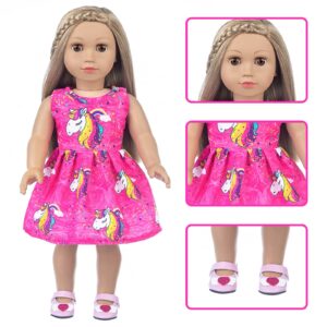 UZIDBTO American 18 Inch Doll Accessories Stationery Set and Clothes Pink Unicorn Series for Kid's 18 Inch Doll