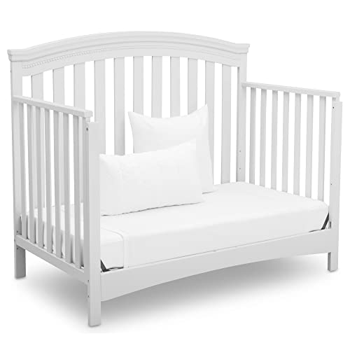 Delta Children Emerson 4-in-1 Convertible Crib - Greenguard Gold Certified, Bianca White