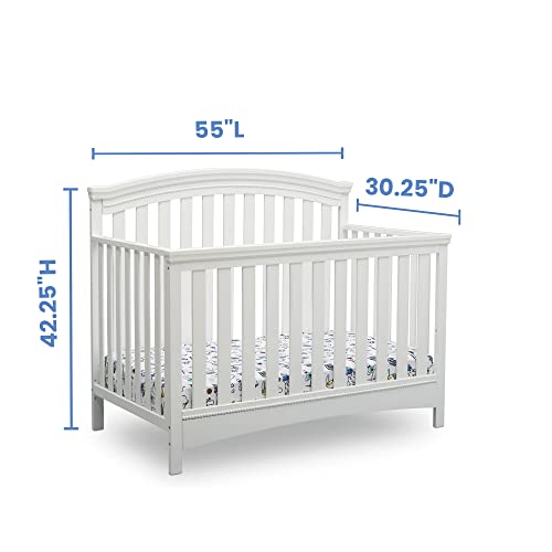 Delta Children Emerson 4-in-1 Convertible Crib - Greenguard Gold Certified, Bianca White