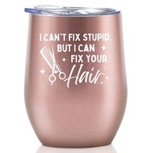 onebttl hair stylist gifts for women, female, her - i can fix your hair - 12 oz/350 ml stainless steel insulated wine tumbler - thank you ideas gifts for hairdresser, hairstylist