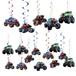 monster truck hanging swirls set 25pcs monster truck birthday party hanging decoration monster truck party supplies for boys birthday