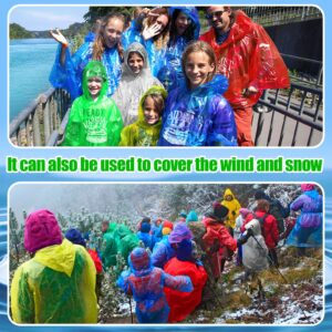 200 Pieces Adults Rain Ponchos Bulk 5 Colors Disposable Rain Ponchos with Hoods Emergency Disposable Raincoat Individually Wrapped Waterproof Plastic Ponchos for Man Women Traveling Camping Hiking