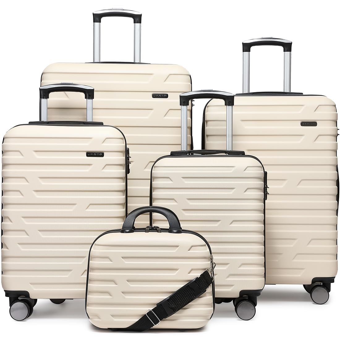 LARVENDER Luggage 5 Piece Sets, Expandable Luggage Sets Clearance, Suitcases with Spinner Wheels, Hard Shell Luggage Carry on Luggage Set with TSA Lock (White)