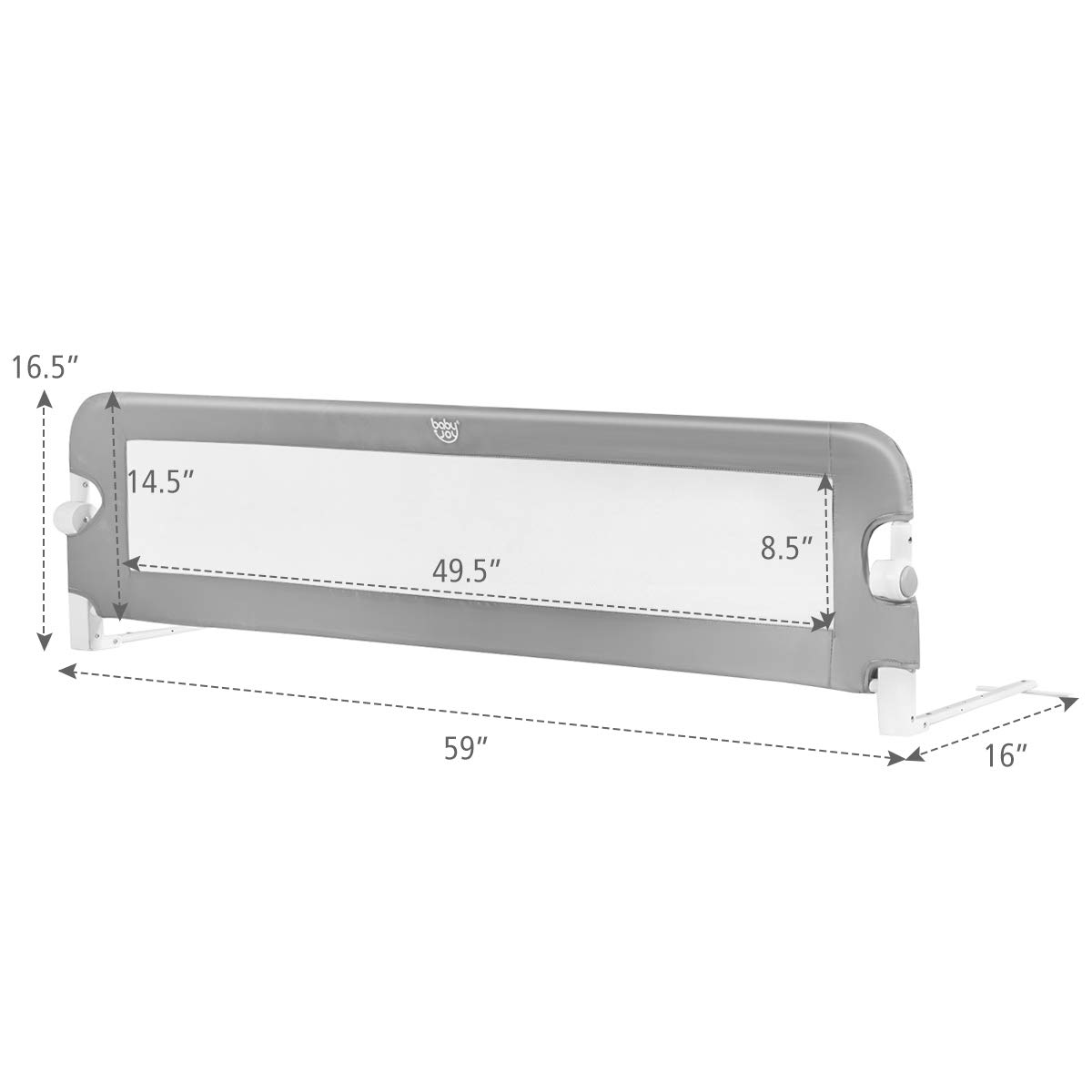 HONEY JOY Bed Rail for Toddlers, 59-in Extra Long, Portable Safety Bed Guardrail, Foldable Baby Bed Rail Guard, Fit King & Queen Full Twin Size Bed Mattress(Gray)