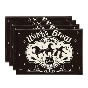 artoid mode black brewing salem placemats set of 4, 12x18 inch seasonal table mats for party kitchen dining decoration