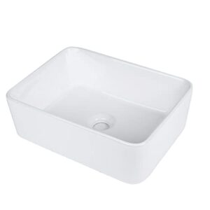 KGAR Ceramic Vessel Sink Rectangle Bathroom Sink Above Counter 16'' x 12'' Porcelain Sink Bowl, White