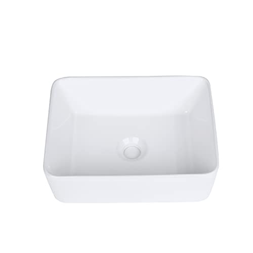 KGAR Ceramic Vessel Sink Rectangle Bathroom Sink Above Counter 16'' x 12'' Porcelain Sink Bowl, White