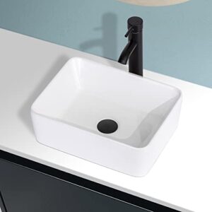 KGAR Ceramic Vessel Sink Rectangle Bathroom Sink Above Counter 16'' x 12'' Porcelain Sink Bowl, White