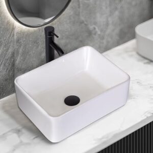 KGAR Ceramic Vessel Sink Rectangle Bathroom Sink Above Counter 16'' x 12'' Porcelain Sink Bowl, White