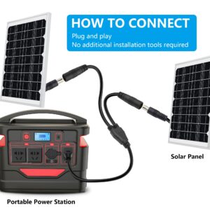 RIIEYOCA DC 8mm Y Branch Parallel Adapter Cable,14AWG 8mm Female to XT60 Female Solar Panel Power DC 8mm Plug,with DC 5.5x2.5mm Converter,for Portable Power Station Solar Panel(1m/3ft)