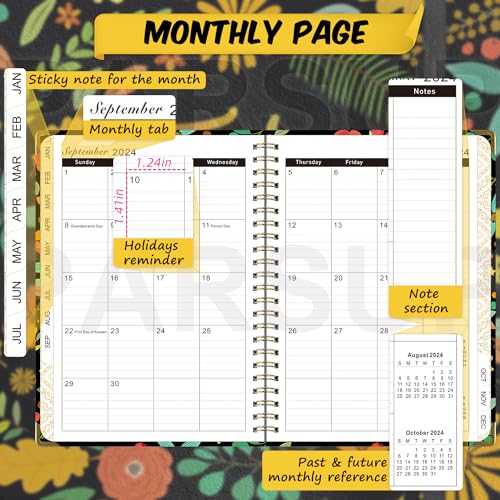 2024 Planner, Weekly & Monthly Planner 2024 from Jan. 2024-Dem. 2024, 6.1"×8.5", Academic Planner 2024 with Tabs, Thick Paper, Twin-Wire Binding, Home or Office Use for Gifts