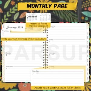 2024 Planner, Weekly & Monthly Planner 2024 from Jan. 2024-Dem. 2024, 6.1"×8.5", Academic Planner 2024 with Tabs, Thick Paper, Twin-Wire Binding, Home or Office Use for Gifts