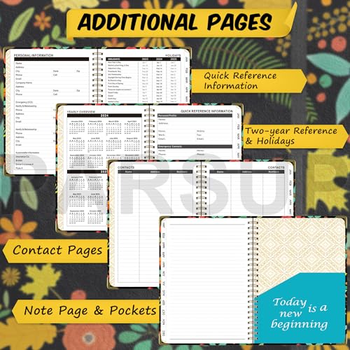 2024 Planner, Weekly & Monthly Planner 2024 from Jan. 2024-Dem. 2024, 6.1"×8.5", Academic Planner 2024 with Tabs, Thick Paper, Twin-Wire Binding, Home or Office Use for Gifts