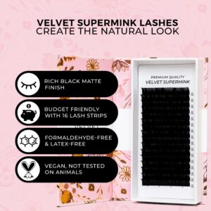 LLBA Super Mink Eyelashes Extensions - Multi Selections from 0.03 to 0.2, C CC D Curl, 7-15 mm Length Mixed Tray Silk Eyelashes, Individual Eyelash Extensions (0.03 D, 7-15mm)