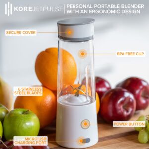 KoreJetPulse Portable Blender - 6-Blade Stainless Steel, BPA-Free, 400ml Capacity, Lightweight, Easy to Use, Perfect for Smoothies and Frozen Drinks