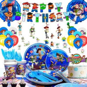 toy story birthday party supplies,167pcs toy story party decorations&tableware set-toy story birthday decorations balloon banner plates cups tablecloth etc toy story themed birthday party supplies