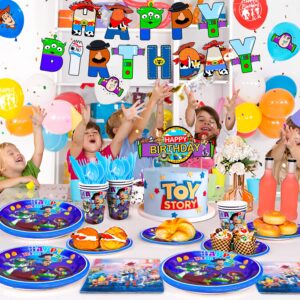 Toy Story Birthday Party Supplies,167pcs Toy Story Party Decorations&Tableware Set-Toy Story Birthday Decorations Balloon Banner Plates Cups Tablecloth etc Toy Story Themed Birthday Party Supplies