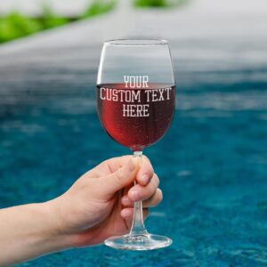 Personalized Wine Glass With Stem Custom Text Engraved 12oz Drinkware Decoration