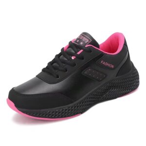 womens lightweight stylish solid anti skid casual sport shoes for spring autumn exercise gym athletic street travel trip school office black pink 5.5 women
