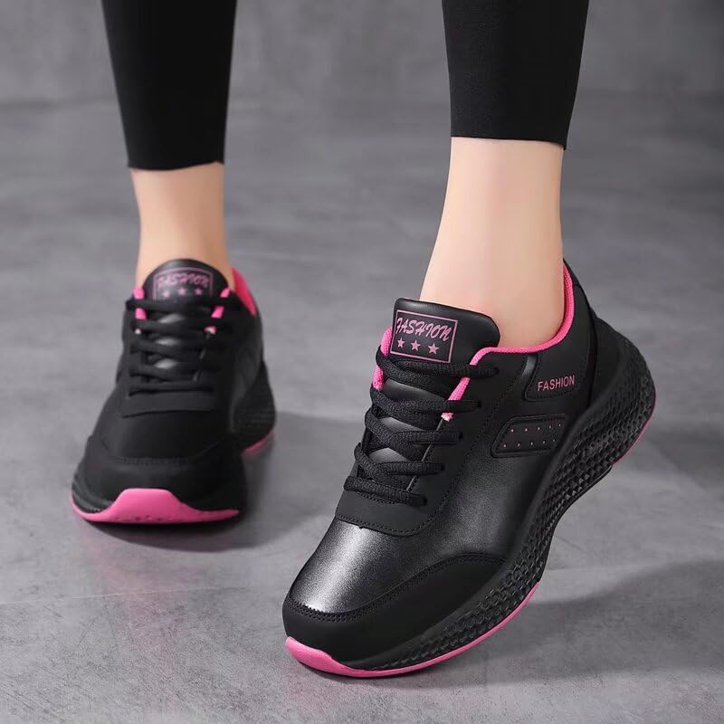 Womens Lightweight Stylish Solid Anti Skid Casual Sport Shoes for Spring Autumn Exercise Gym Athletic Street Travel Trip School Office Black Pink 5.5 Women