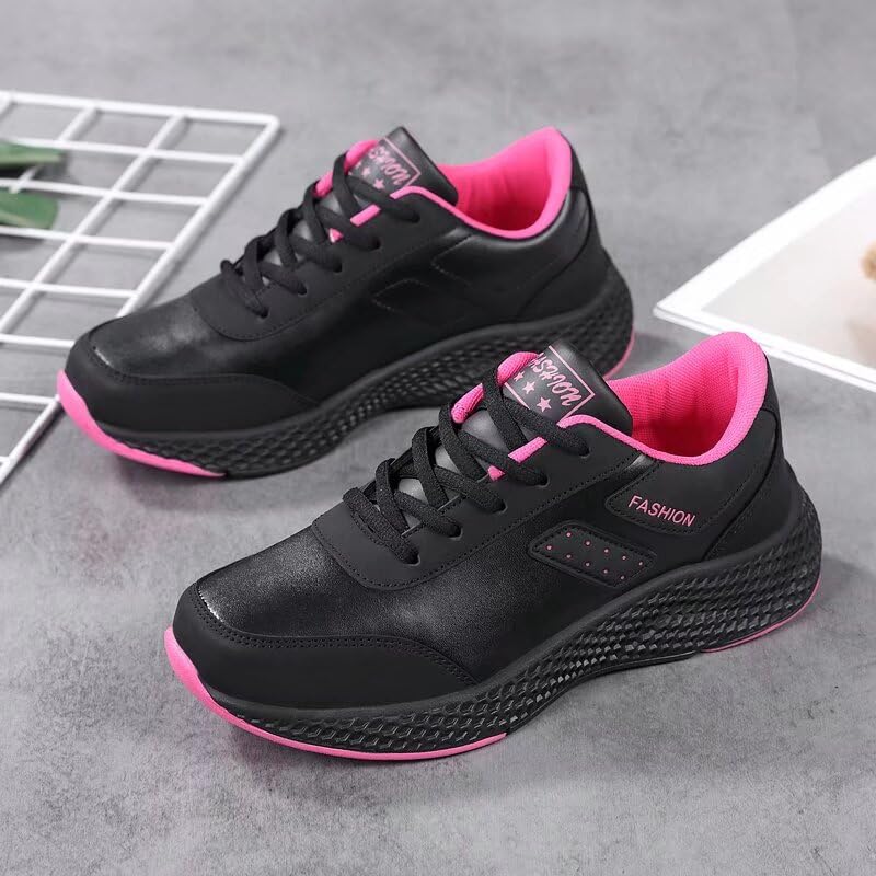 Womens Lightweight Stylish Solid Anti Skid Casual Sport Shoes for Spring Autumn Exercise Gym Athletic Street Travel Trip School Office Black Pink 5.5 Women