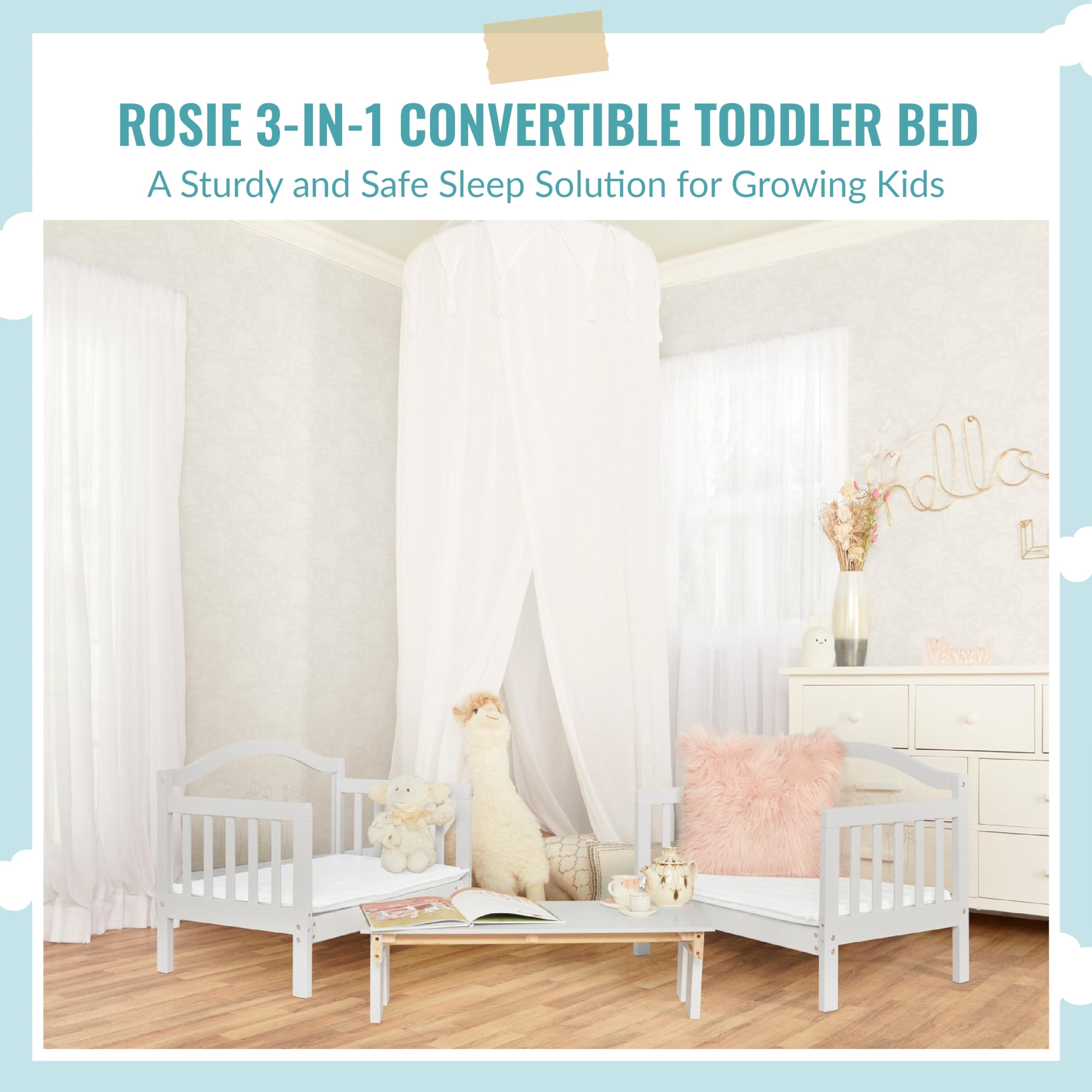 Dream On Me Rosie Toddler Bed in Grey