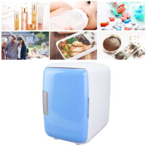 Mini Fridge, 4 Liter/6 Can Portable Thermoelectric Cooler and Warmer Refrigerators, Detachable Partition Small Refrigerator Skincare Fridge for Skincare Beverage Food Cosmetics Home Dorm Office(Blue)