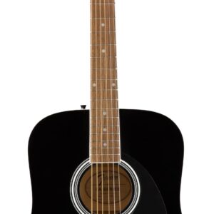 Fender FA-125 Dreadnought Acoustic Guitar - Black Bundle with Hard Case, Tuner, Strap, Strings, Picks, and Austin Bazaar Instructional DVD