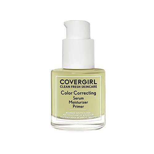 COVERGIRL Clean Fresh Color Correcting Serum + Moisturizer + Primer – Moisturizer, Face Primer, Covergirl Skincare, Vegan Formula – 100 - Fair, 30ml (1.0 fl oz)