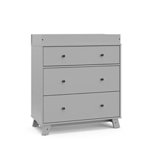 storkcraft beckett 3 drawer chest with changing topper (pebble gray) – greenguard gold certified, baby dresser with changing table top, dresser for nursery, 3 drawer kids dresser