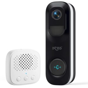 Dzees Doorbell Camera Wireless, 2K Video Doorbell Wireless, WiFi Doorbell with AI Analysis, Rechargeable Wireless Battery, IP65 Weatherproof, 2-Way Audio, 160º Wide-Angle, Anti Theft