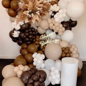 100Pack Dark Brown Latex Balloons, 12inch Balloons Premium Helium Quality Balloons for Party Supplies and Decorations(With 2 Gold Ribbons)