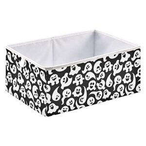 Sletend Halloween Ghost Rectangular Storage Bins Storage Bins Collapsible Storage Baskets Foldable Fabric Storage Box for Nursery, Offices, Home Organization 15.75" x 10.63" x 6.96"