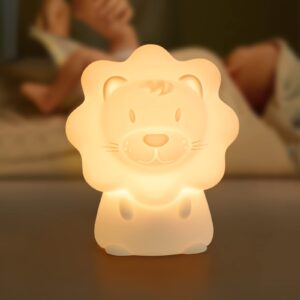onewish night light for kids - portable cute lion baby night light, silicone nursery lamp with 7-color breathing modes, nightlight with timer, for toddler baby kids teens, thanksgiving gift, christmas