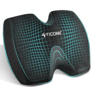 ticonn memory foam seat cushion, office chair cushion butt pillow for long sitting (black)