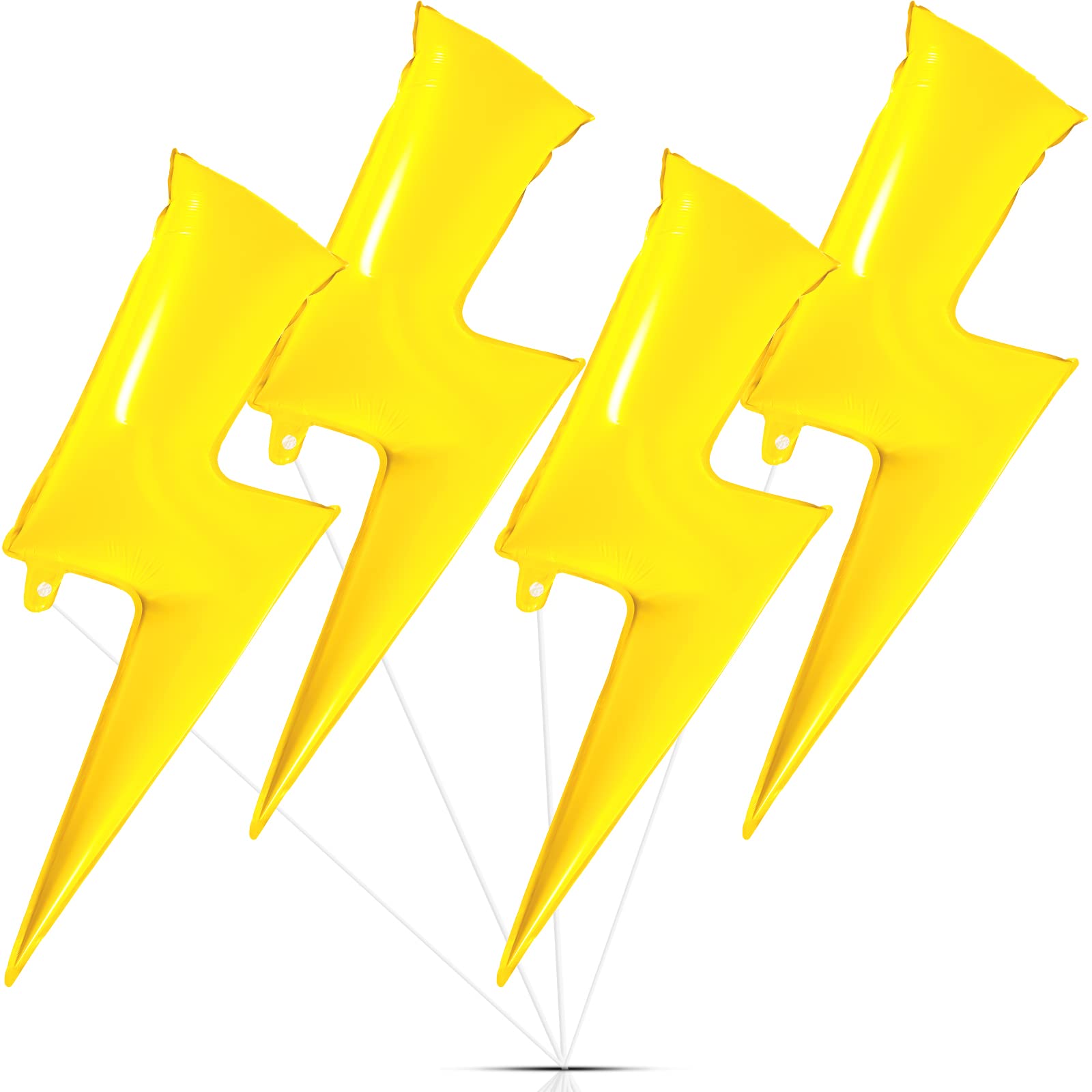 4 Pcs 45 Inch Yellow Lightning Bolt Foil Party Balloons Large Flash Balloons Yellow Balloons Foil Lightning Bolt Shape Balloons for Birthday Wedding Decorations