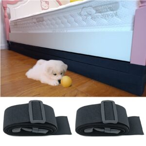 2 pack toy blocker for under couch, under bed blocker for pets, stop toys from going under sofa or furniture, adjustable elastic gap bumper stopper guards for bed underneath (12ft by 2 inch, 2pcs)