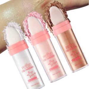 3pcs face glitter highlighter powder makeup brightening face body hair makeup stick fairy highlight patting powder