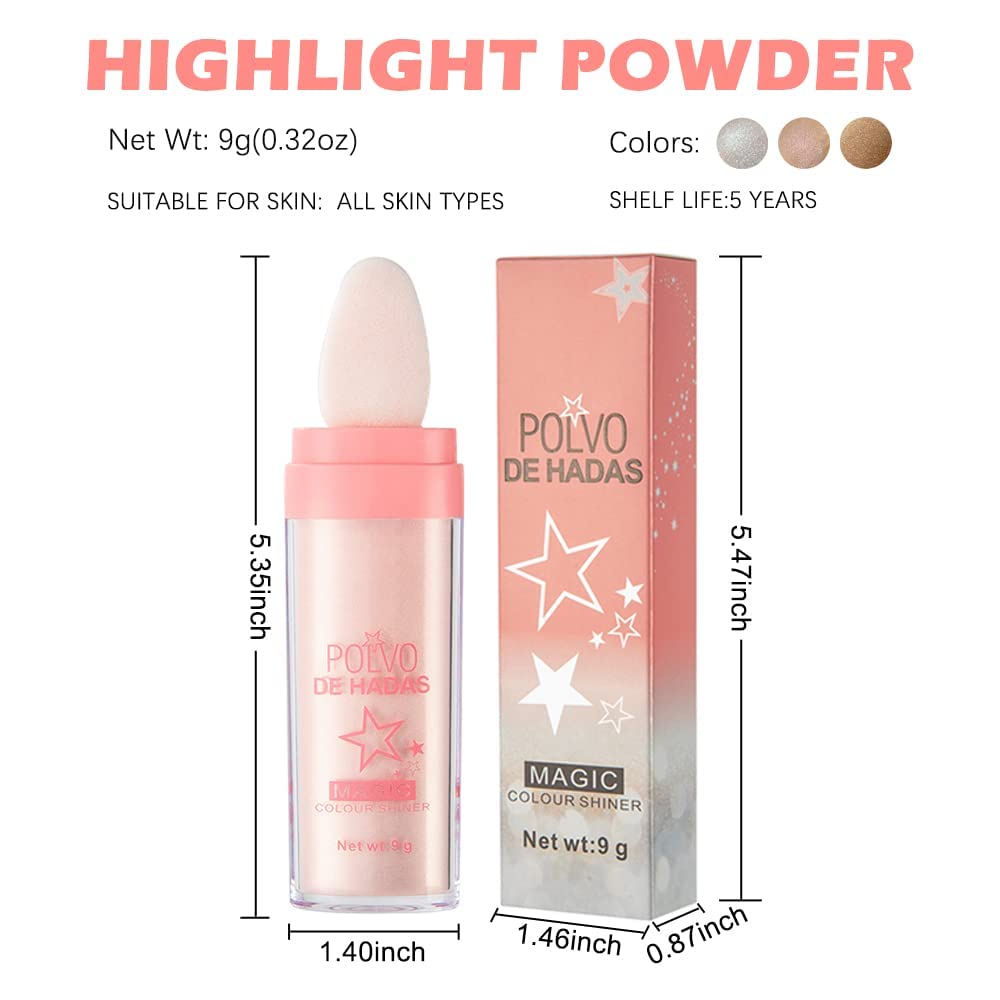 3PCS Face Glitter Highlighter Powder Makeup Brightening Face Body Hair Makeup Stick Fairy Highlight Patting Powder