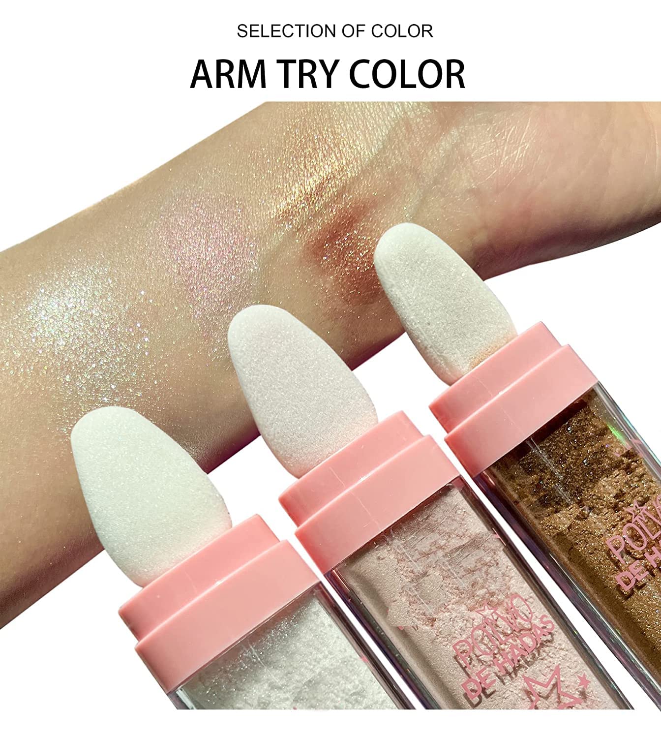 3PCS Face Glitter Highlighter Powder Makeup Brightening Face Body Hair Makeup Stick Fairy Highlight Patting Powder