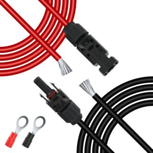 gelrhonr 14awg solar panel extension bare wire with female and male connector solar panel wiring pigtail cable adapter for solar panels-(red+black) (14awg 5m/16ft m/f)