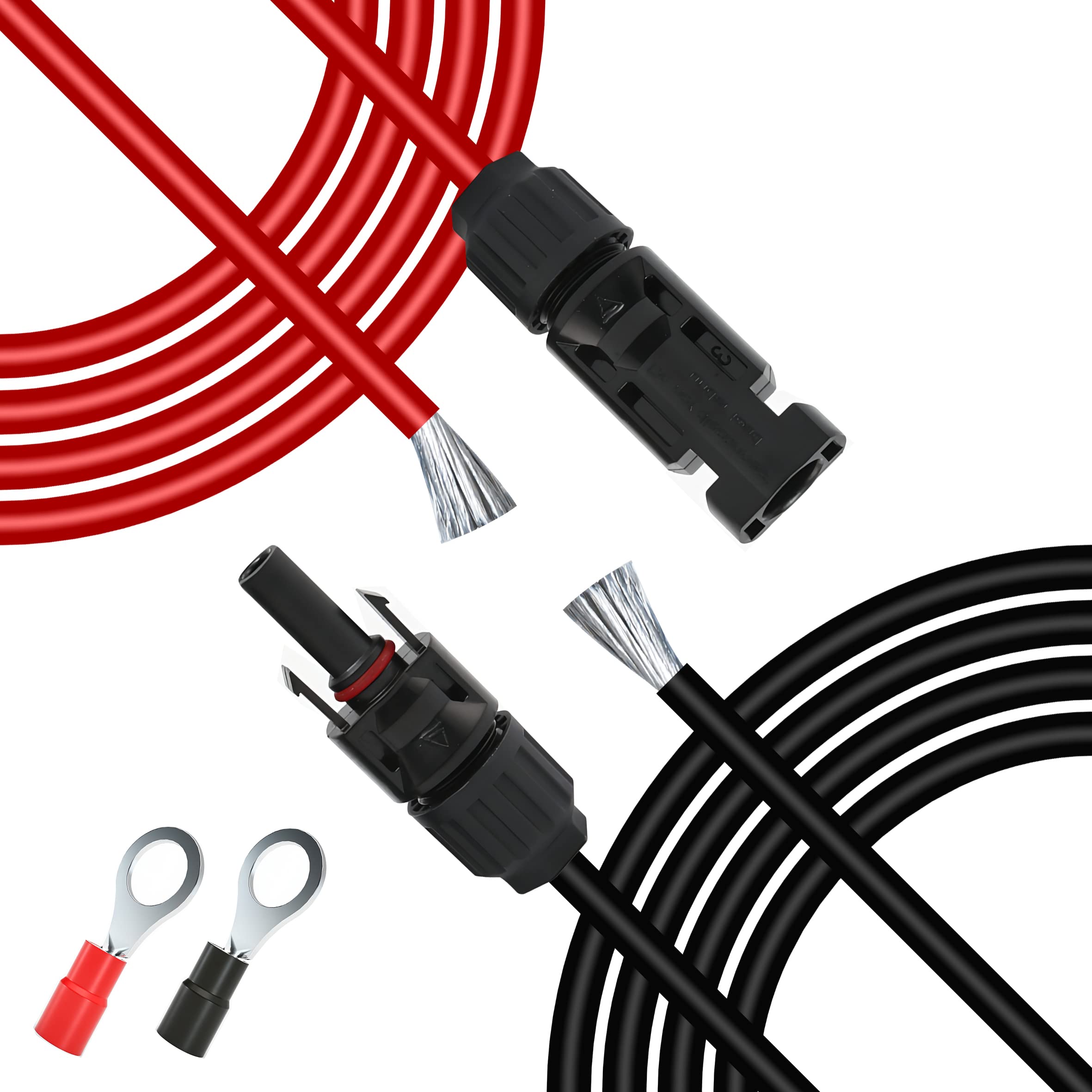 GELRHONR 14AWG Solar Panel Extension Bare Wire with Female and Male Connector Solar Panel Wiring Pigtail Cable Adapter for Solar Panels-(Red+Black) (14AWG 5M/16FT M/F)