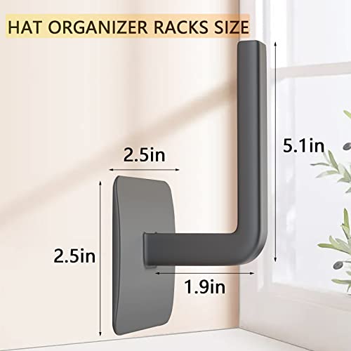 Resdenio Hat Rack for Baseball Caps - 2 Pieces Adhesive Hat Hooks for Wall, Hat Hanger Storage Cap Organizer, No Drilling Strong Hat Holder for Door, Closet, Bedroom,Office (Black)
