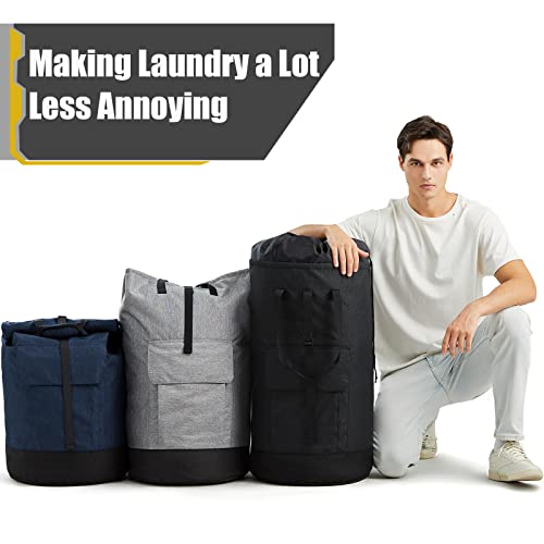 Laundry Bag for College, 115L Heavy Duty Laundry Backpack with Shoulder Straps, Large Dirty Clothes Bag for Dorm, Apartment and Laundromat, Laundry Duffle Bag for Travel, Beach, Camping, oyster grey