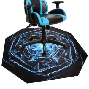 gaming chair mat, 51" octagon 3mm thick rubber computer office chair mat for hardwood floor, anti-slip rolling chair mats for gaming room office & home floors protector